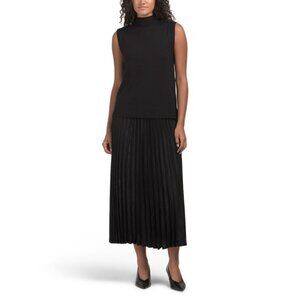 MAX STUDIO Black 2pc Top And Pleated Midi Skirt
